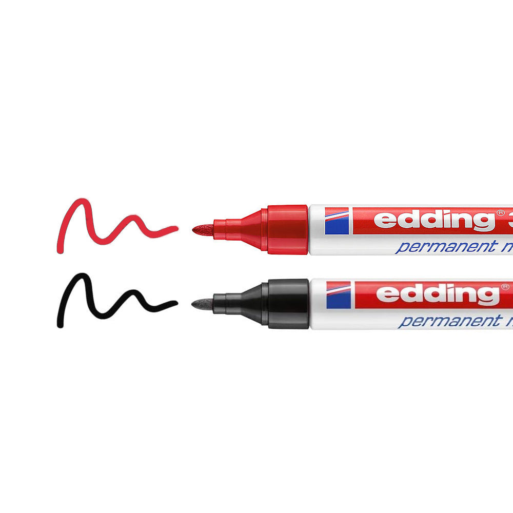 Marcador Permanente Grosso Edding 3000 Preto/Verm Blister