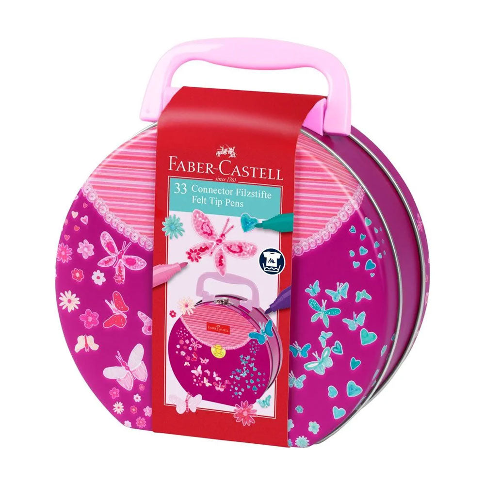 Marcador Feltro Faber Castell Connector Mala Borboletas 33un
