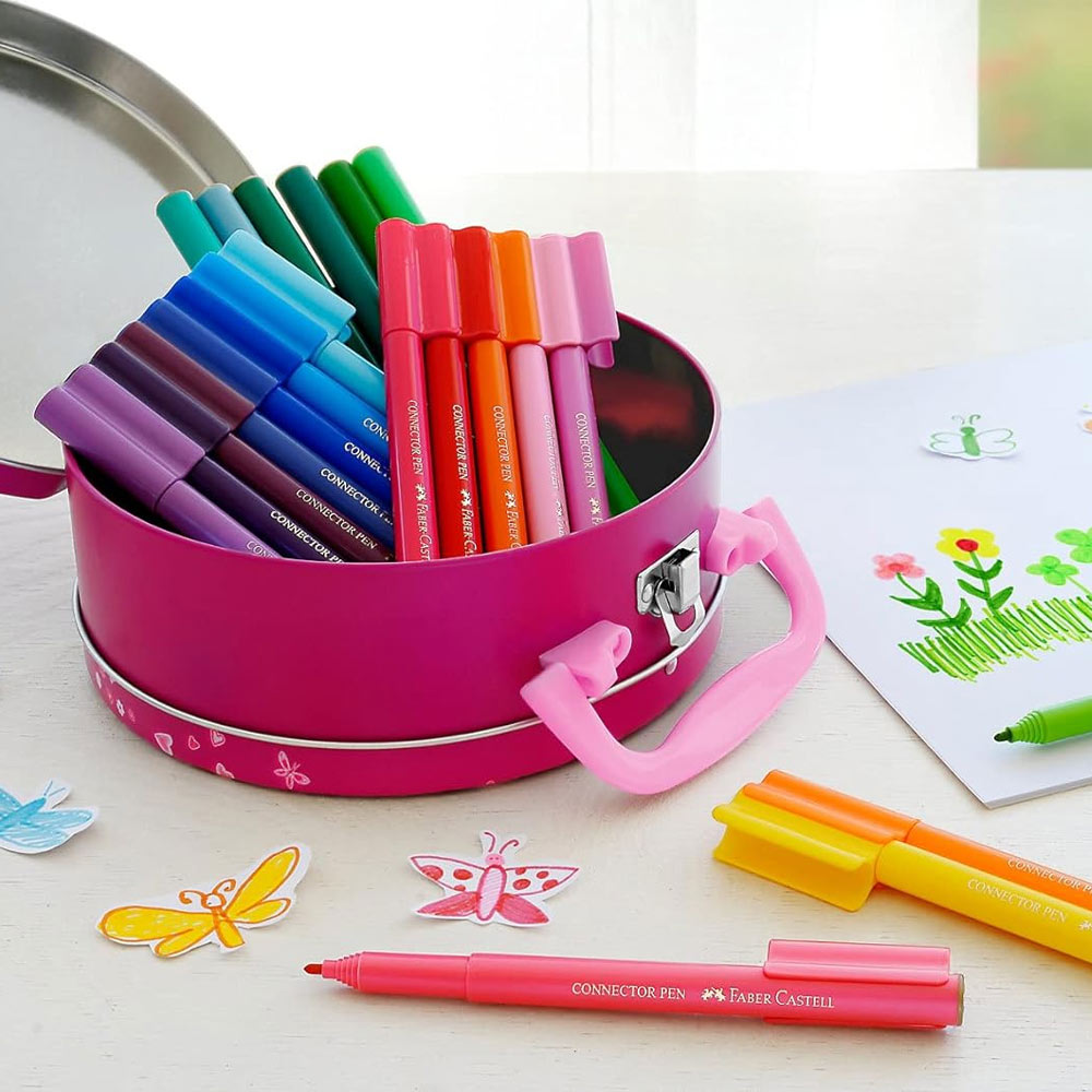 Marcador Feltro Faber Castell Connector Mala Borboletas 33un