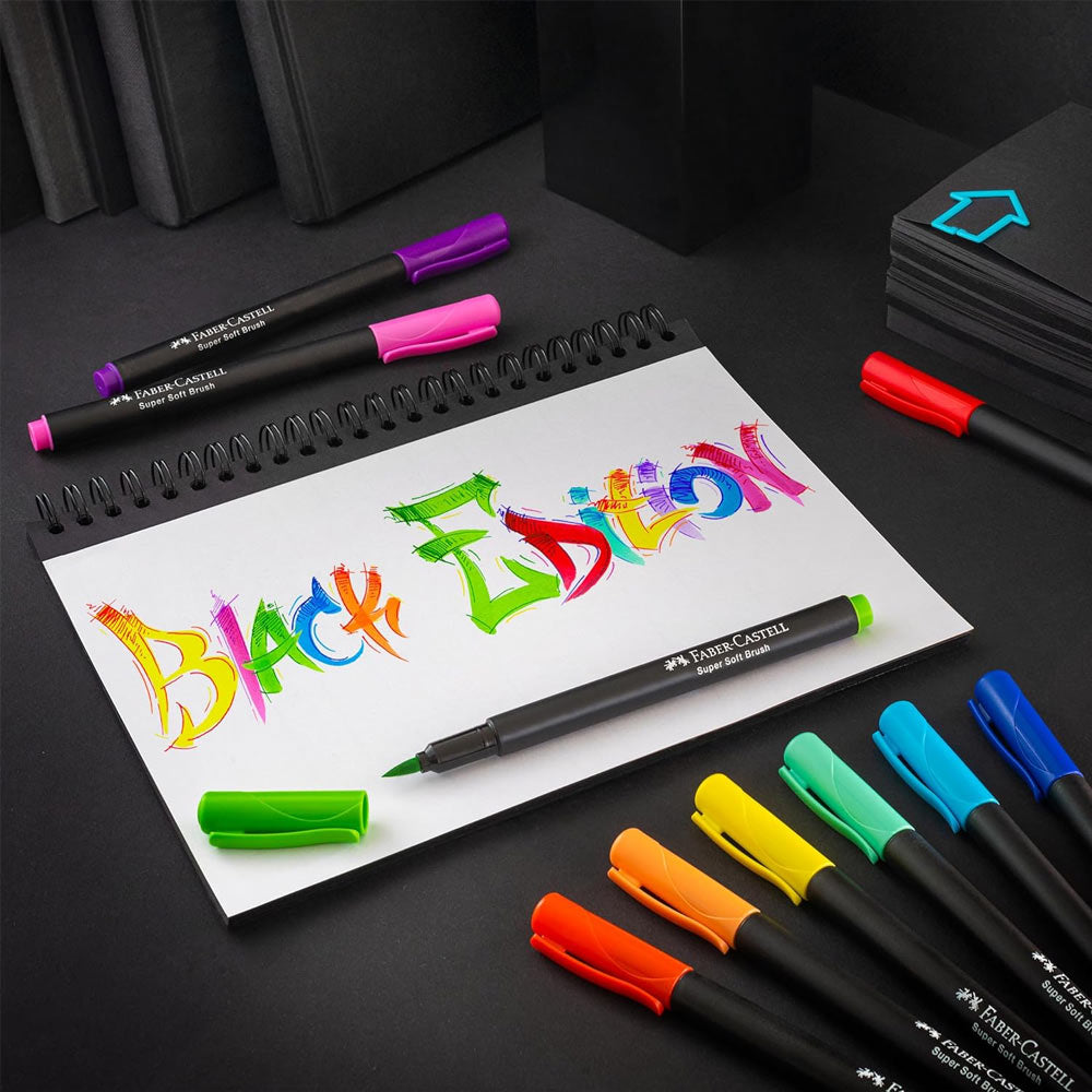 Marcador Feltro Faber Castell Black Edition Ponta Pincel 10x