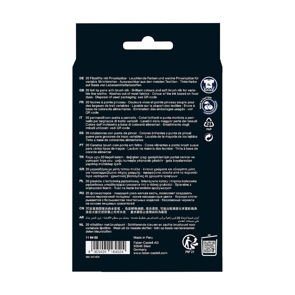 Marcador Feltro Faber Castell Black Edition Ponta Pincel 20x