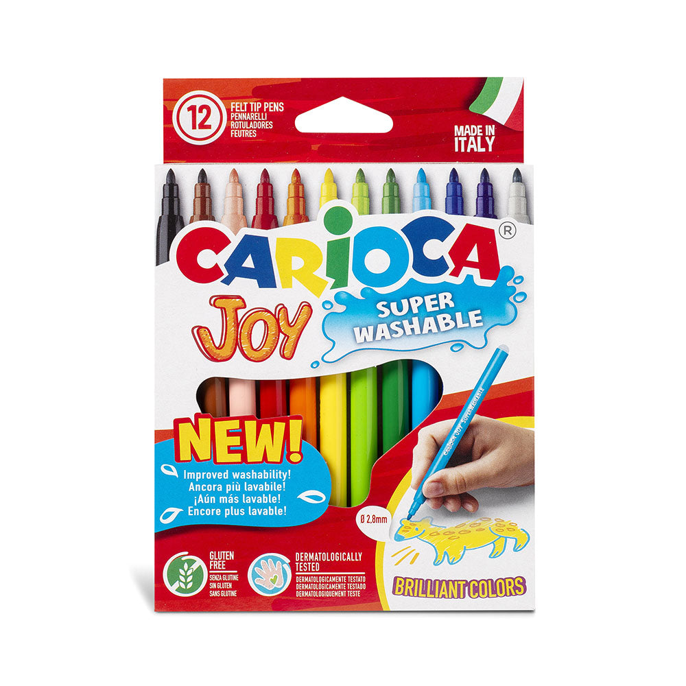 Marcador Feltro Lavável Carioca Joy 12 Cores