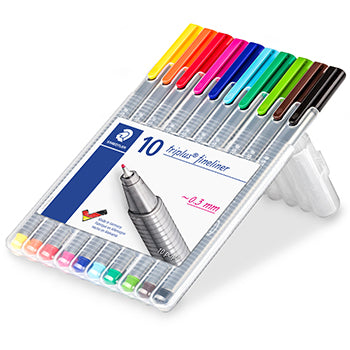 Marcador Fino Staedtler Triplus 334 0,3mm 10 Cores 10un