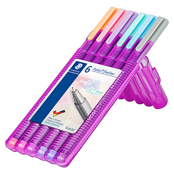 Marcador Fino Staedtler Triplus 334 0,3mm 6 Cores Pastel 6un