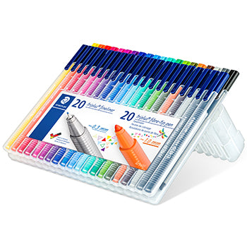 Marcador Fino Staedtler 20 Cores + Feltro Estojo 20+20un