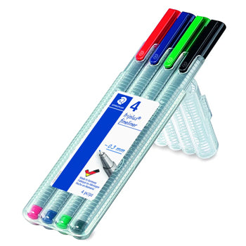 Marcador Fino Staedtler Triplus 334 0,3mm 4 Cores 4un