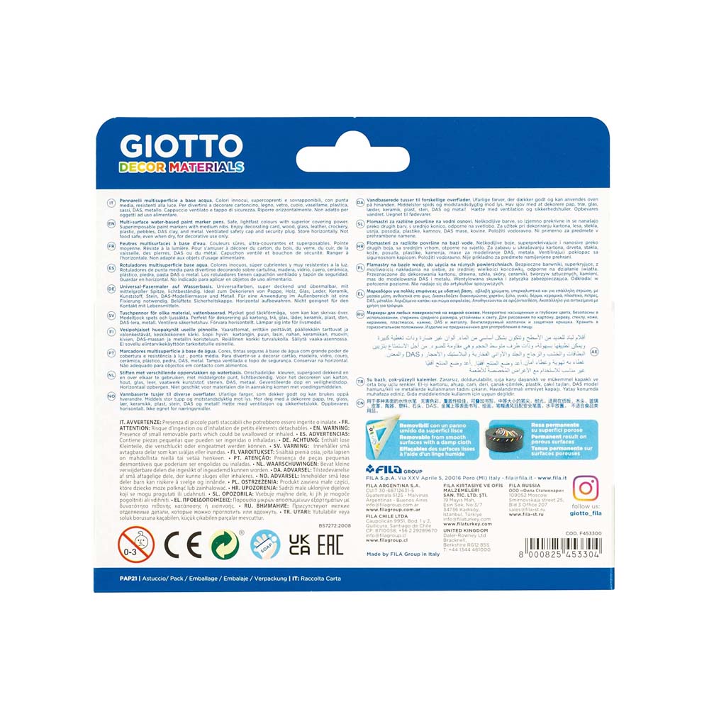 Marcador Pintura Giotto Decor Materials Cx 6 Cores Sortidas