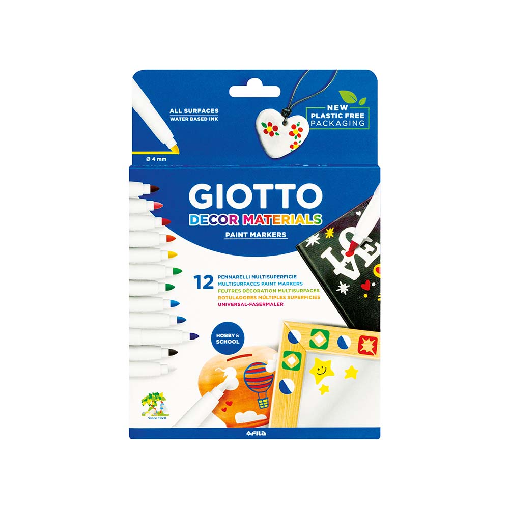Marcador Pintura Giotto Decor Materials Cx 12 Cores Sortidas