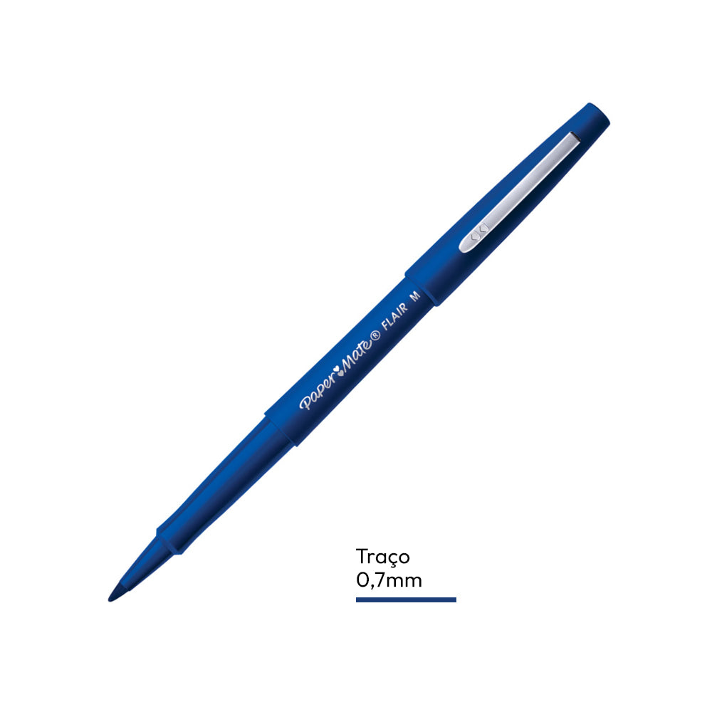 Marcador Médio Paper Mate Flair 0,7mm Azul 1un
