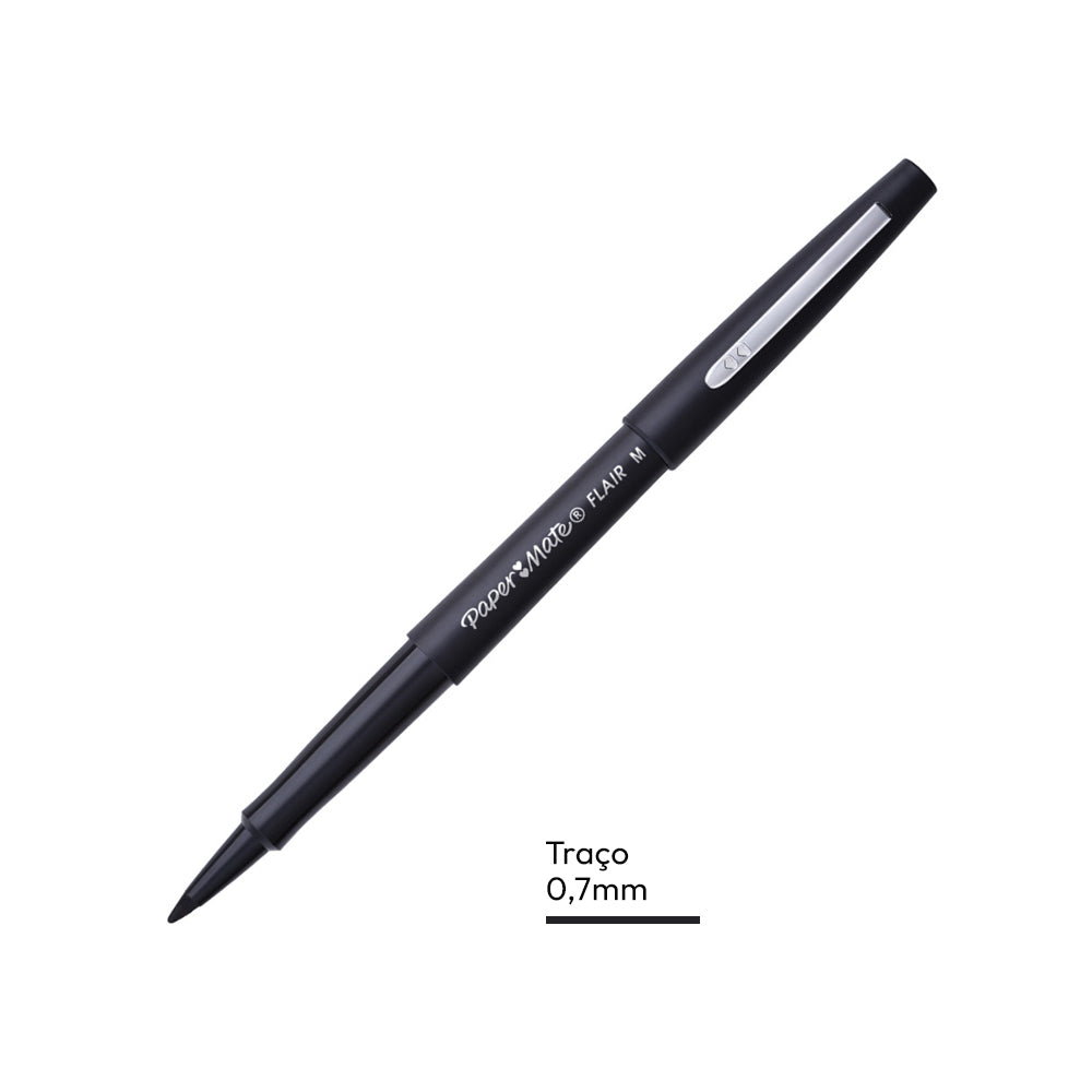 Marcador Médio Paper Mate Flair 0,7mm Preto 1un