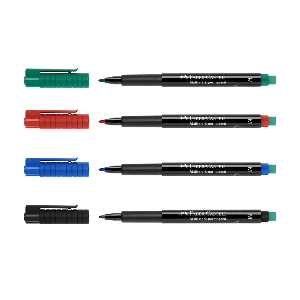 Marcador Permanente Médio Faber-Castell 0,9mm 4 Cores 4un