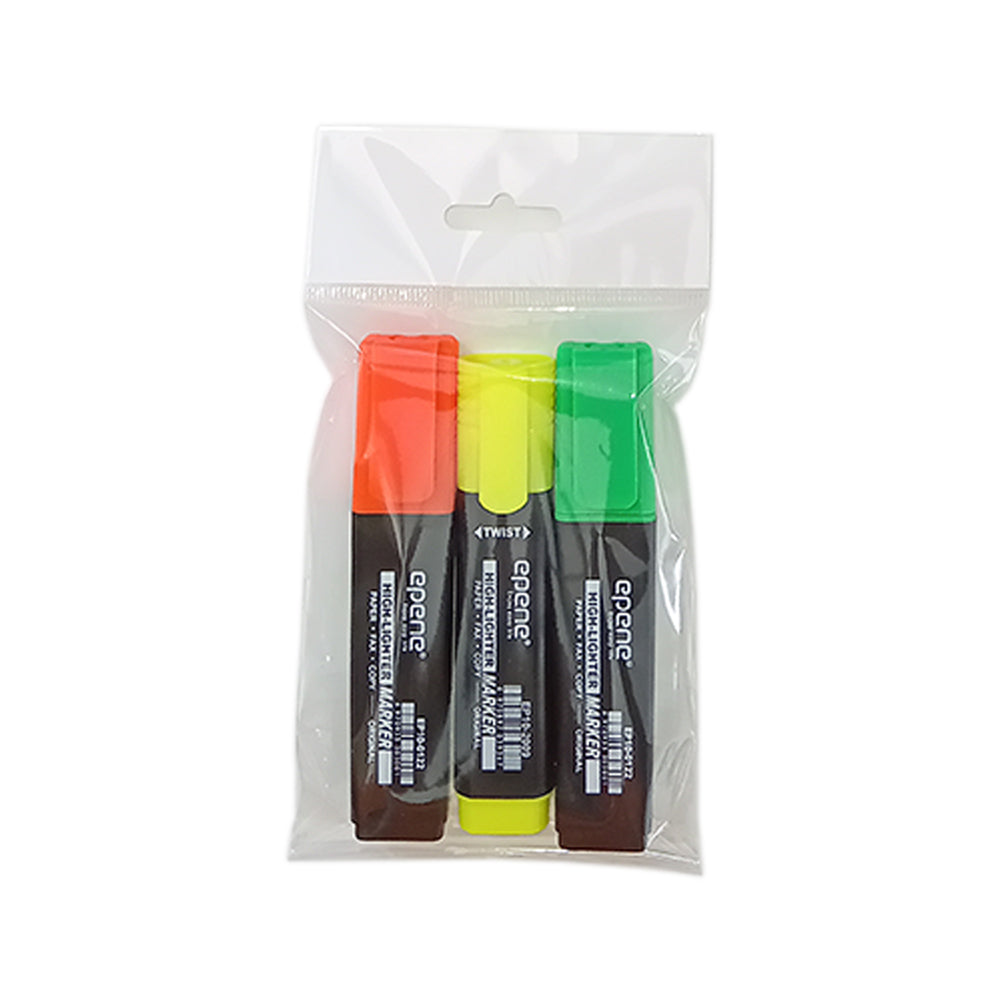 Marcador Fluorescente 3 Cores Grosso EP10-0122 Epene 3un