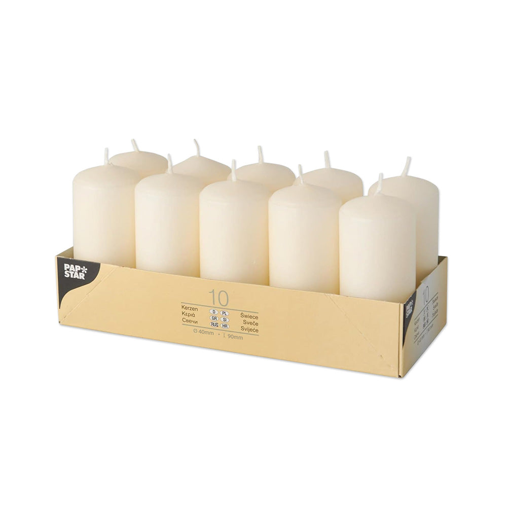 Velas Decorativas 9cmx40mm Marfim 10un