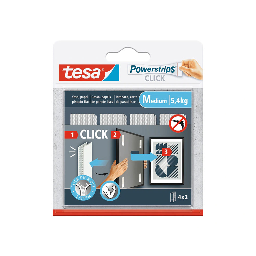 Tiras Fixação 80mmx20mm Tesa Powerstrips Click 5,4Kg 4x2un