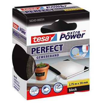 Fita Adesiva Tecido 38mmx2.75m Extra Power Tesa Preto