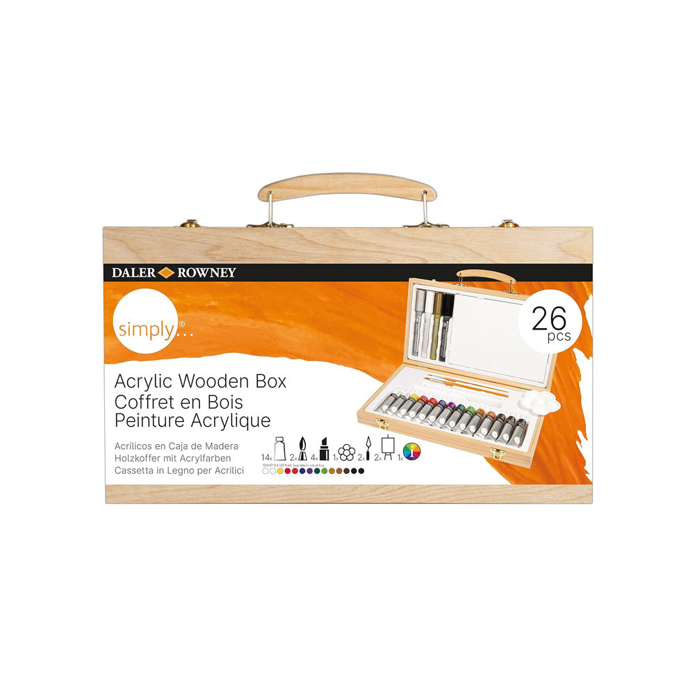 Conjunto Simply Set Acrílico Caixa de Madeira 26 Peças