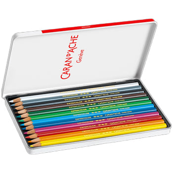 Lápis Cor Aguarelável 12un Cx Metal Caran DAche Swisscolor