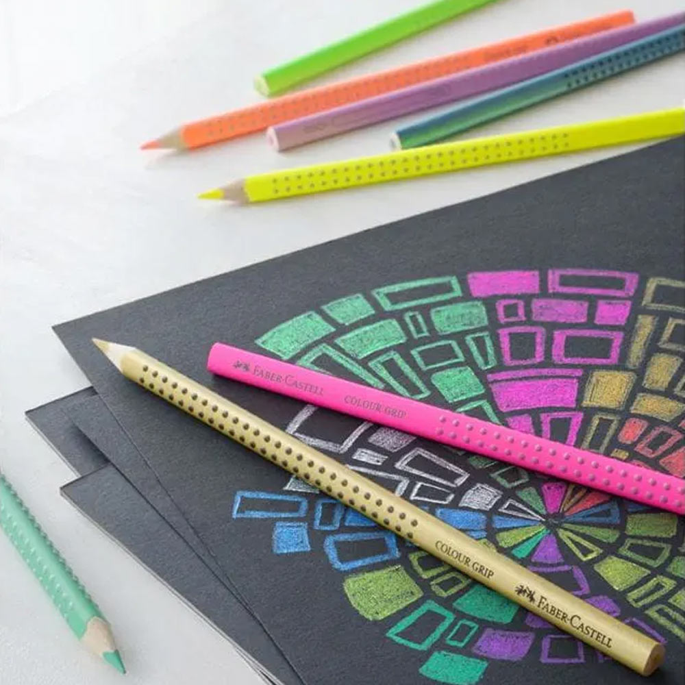 Lápis Cor 12un Cx Cartão Faber-Castell Grip Pastel/Neon 18cm