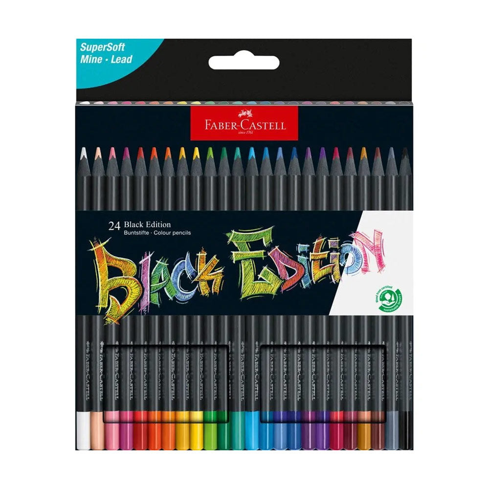 Lápis Cor 24un Cx Cartão Faber-Castell Black Edition 18cm