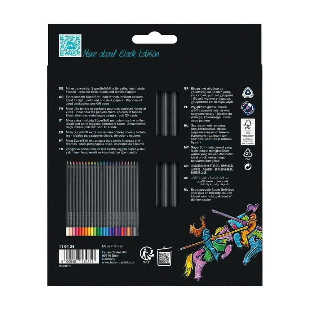 Lápis Cor 24un Cx Cartão Faber-Castell Black Edition 18cm