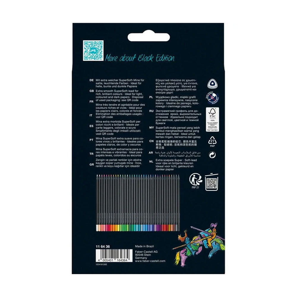 Lápis Cor 36un Cx Cartão Faber-Castell Black Edition 18cm