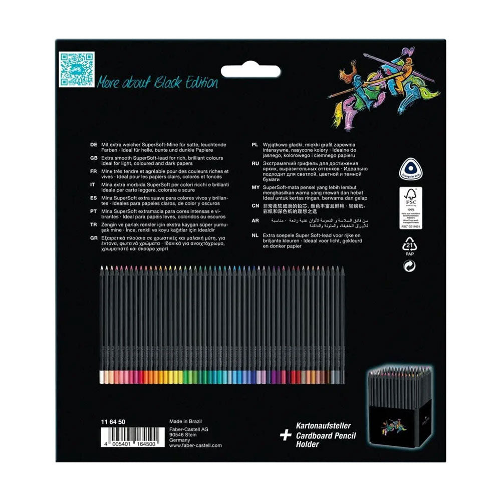 Lápis Cor 50un Cx Cartão Faber-Castell Black Edition 18cm