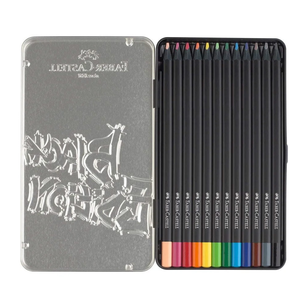 Lápis Cor 12un Cx Metal Faber-Castell Black Edition 18cm