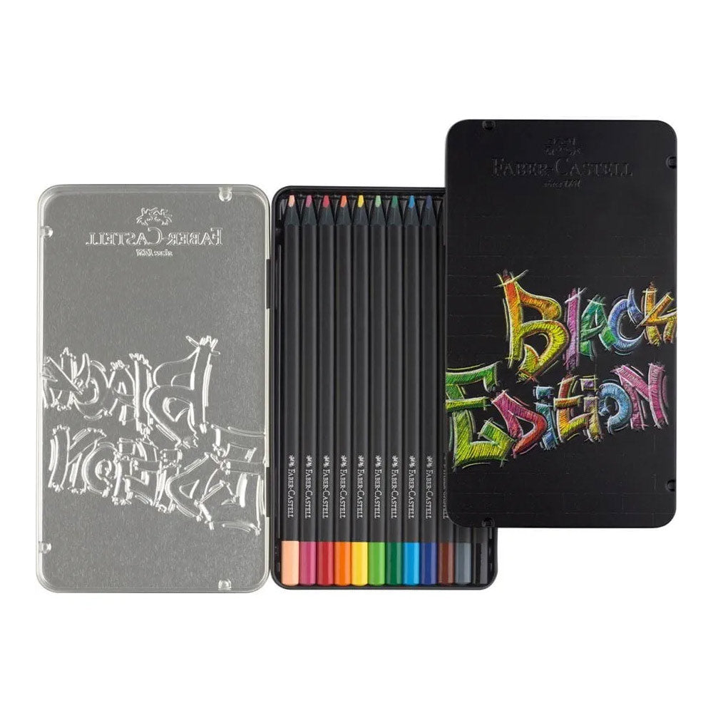 Lápis Cor 12un Cx Metal Faber-Castell Black Edition 18cm