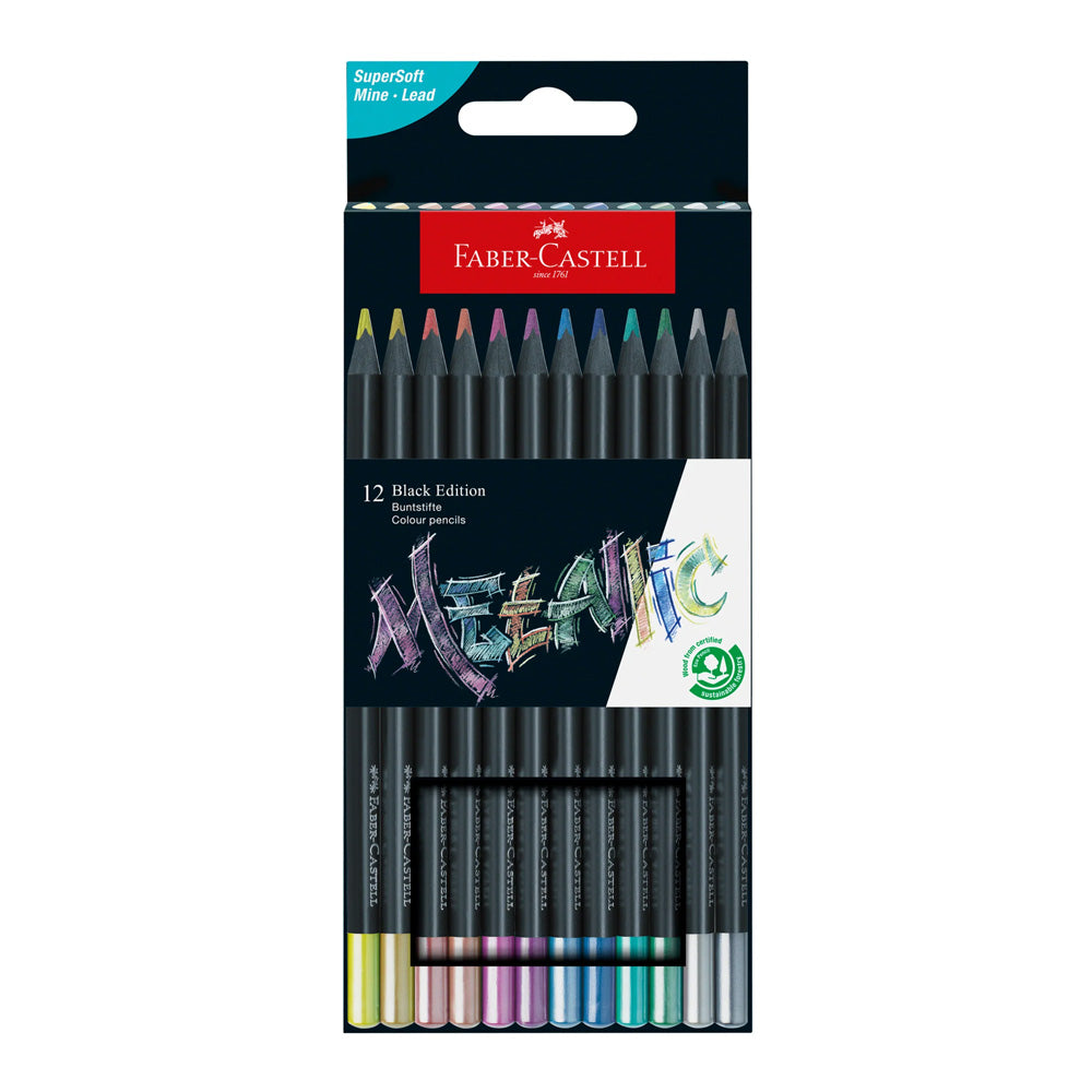 Lápis Cor 12un Faber-Castell Black Edition Tons Metal 18cm