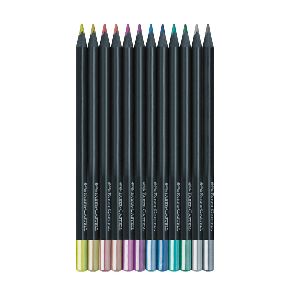 Lápis Cor 12un Faber-Castell Black Edition Tons Metal 18cm