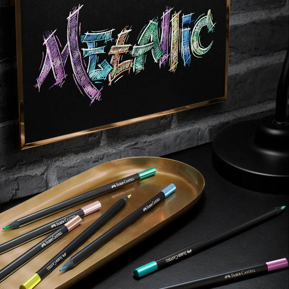 Lápis Cor 12un Faber-Castell Black Edition Tons Metal 18cm