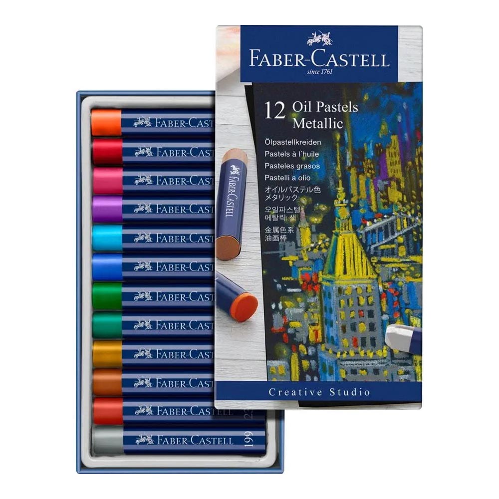 Lápis Pastel a Óleo Faber Castell Cores Metalicas Cx 12un