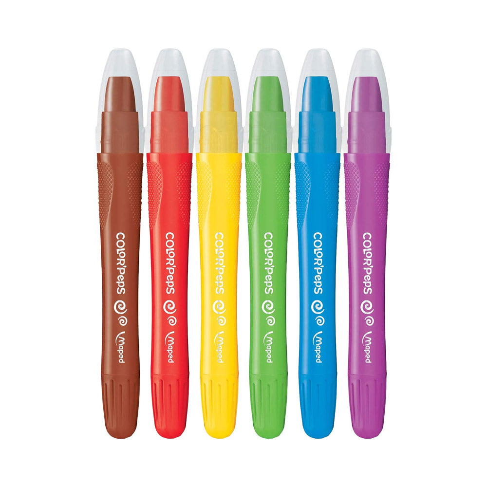 Lápis de Cera 06 Cores Maped Color Peps Gel