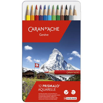 Lápis Cor Aguarelável 12un Cx Metal Caran DAche Prismalo
