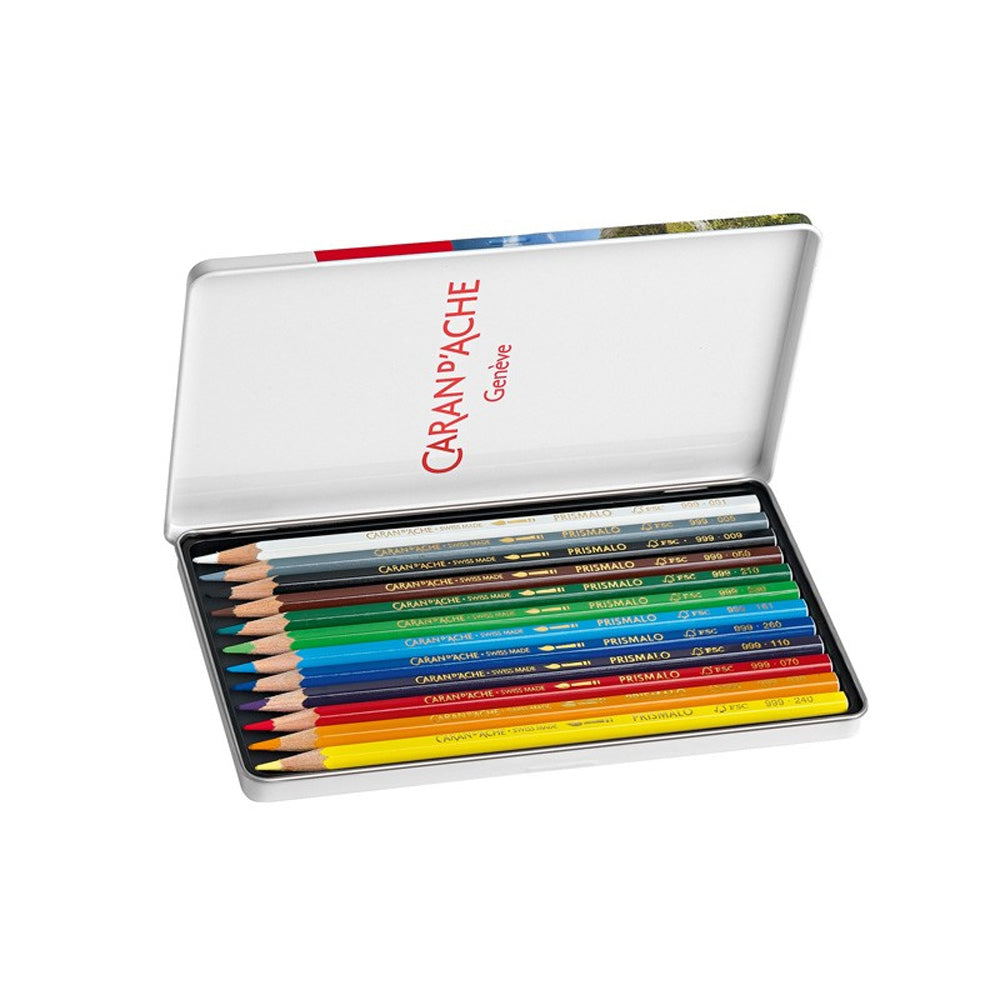 Lápis Cor Aguarelável 12un Cx Metal Caran DAche Prismalo