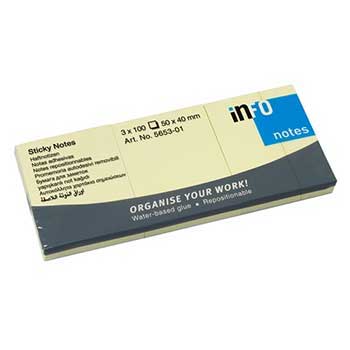 Bloco Notas Aderentes 040x050mm Amarelo 100 Folhas 3un