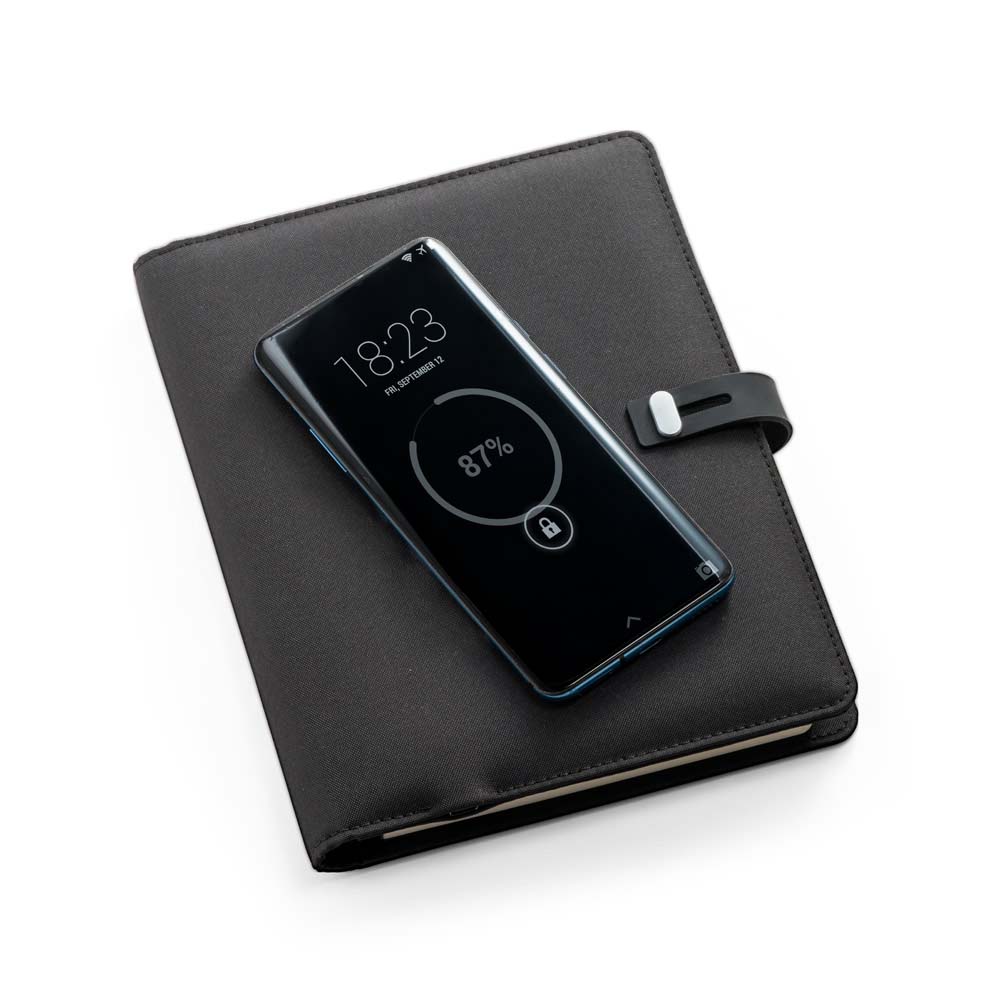 Caderno Multifunções 100% rPET com Carregador Wireless