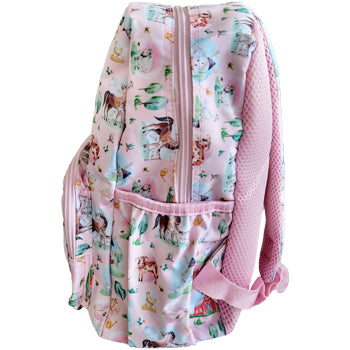 Mochila Infantil Ambar Pets Friends Farm Rosa 15L