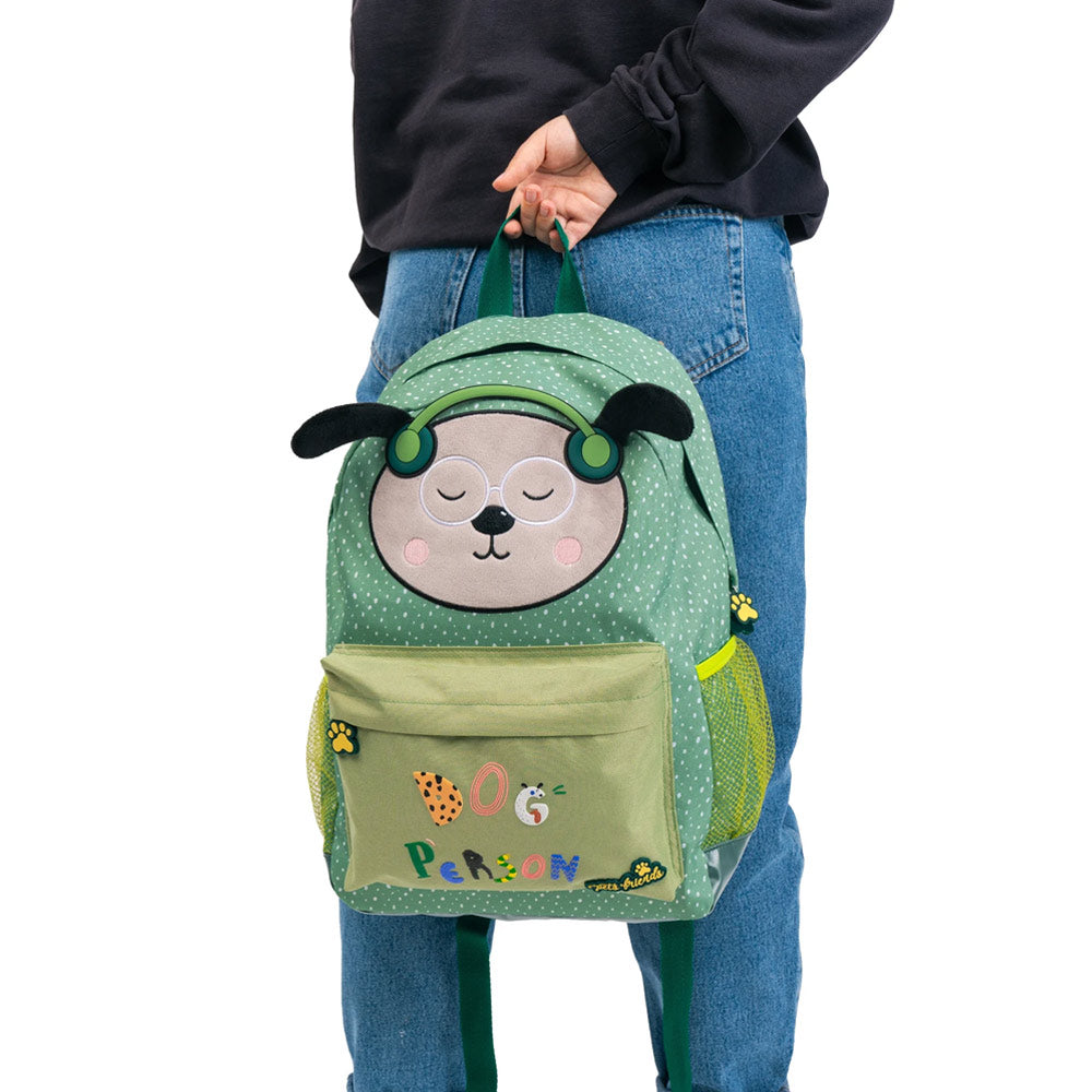 Mochila Escolar Ambar Dog Person Green Furry 25L