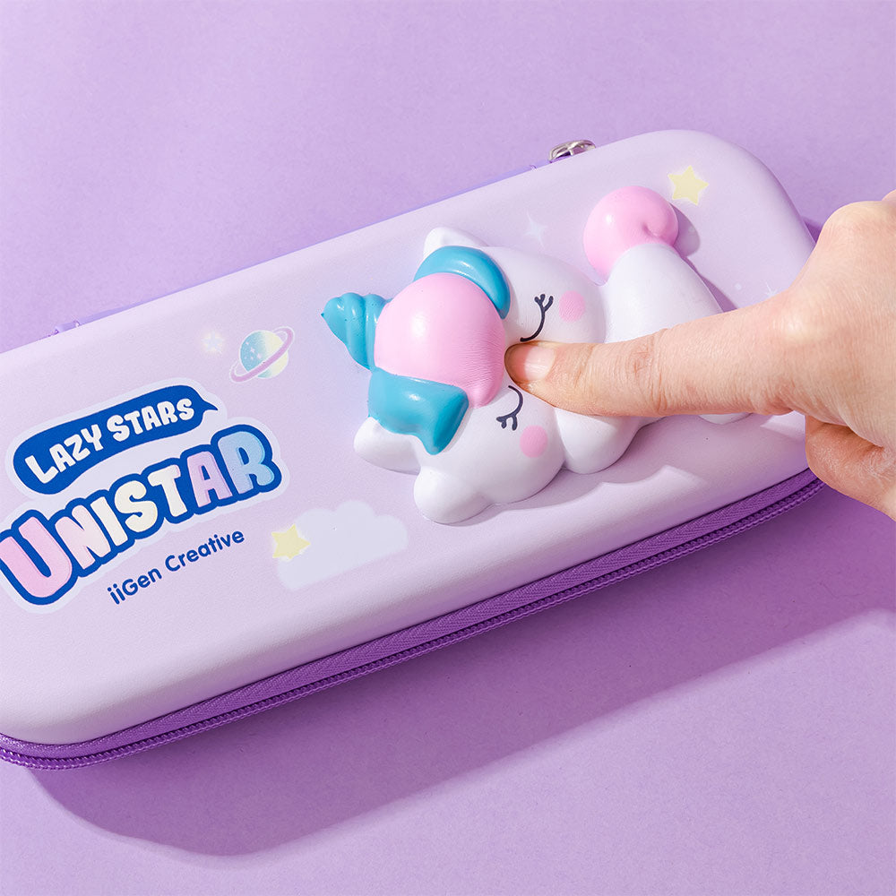 Estojo Retangular Squishy Unicórnio