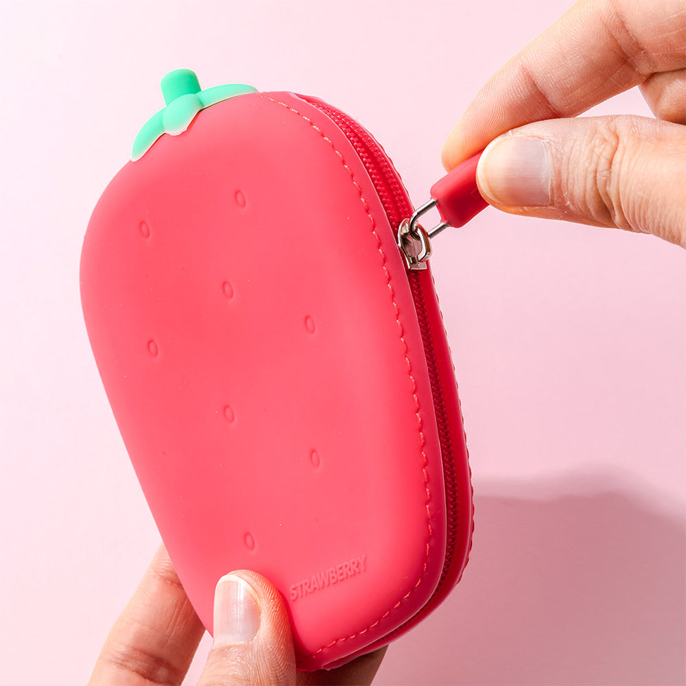 Porta Moedas Silicone Morango 1un