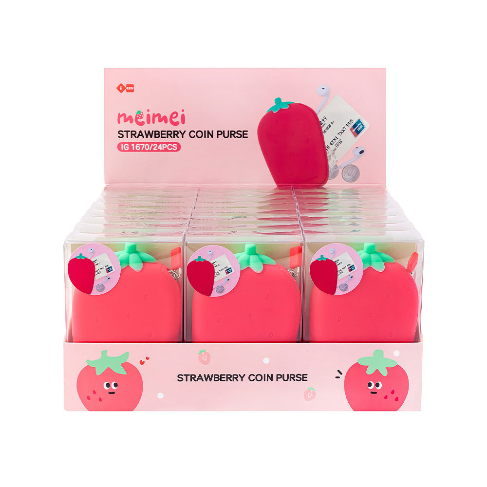 Porta Moedas Silicone Morango 1un