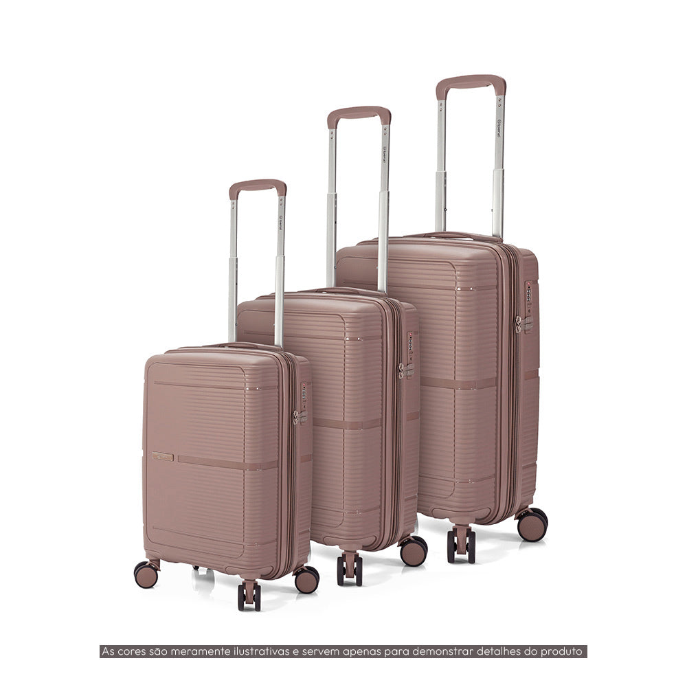 Malas Viagem com Trolley Cabine Média Grande PP Preto 3un