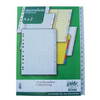 Separadores A4 Plástico Índice A4 (A a Z) 1un