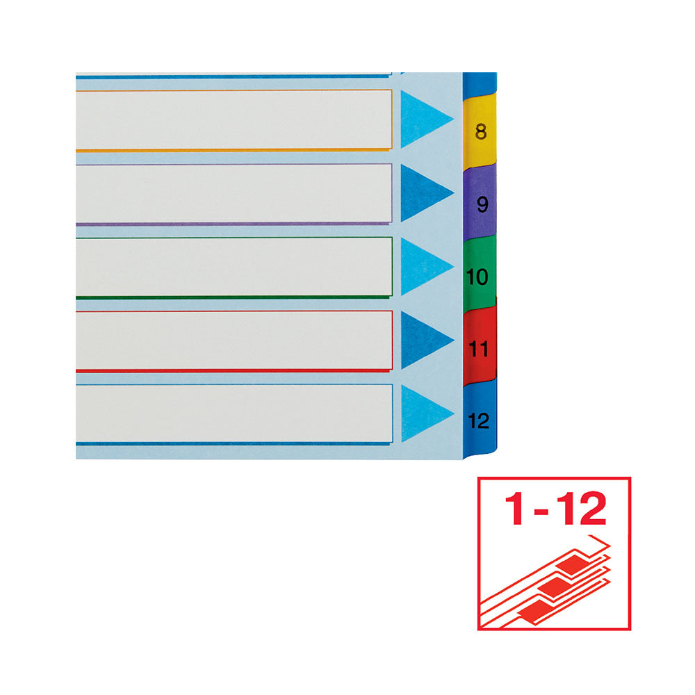 Separadores A4 Extra Largo Cartolina Regravável (1 a 12)