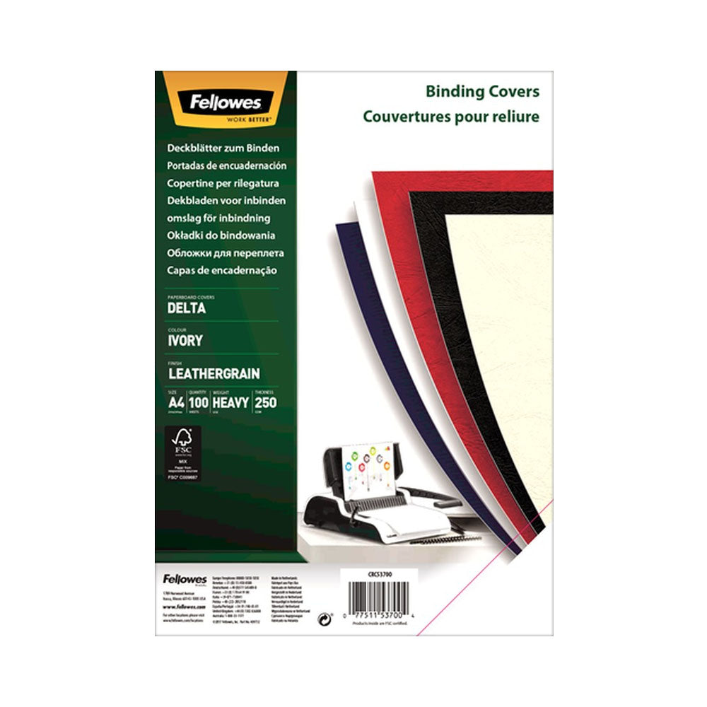 Capa Encadernação A4 250g Delta Couro Marfim 100un