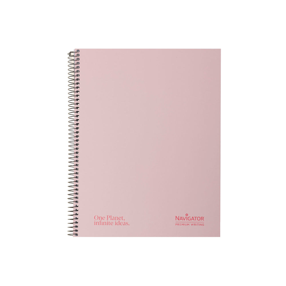 Caderno Espiral A4 Quadriculado Navigator Rosa Pastel 120Fls