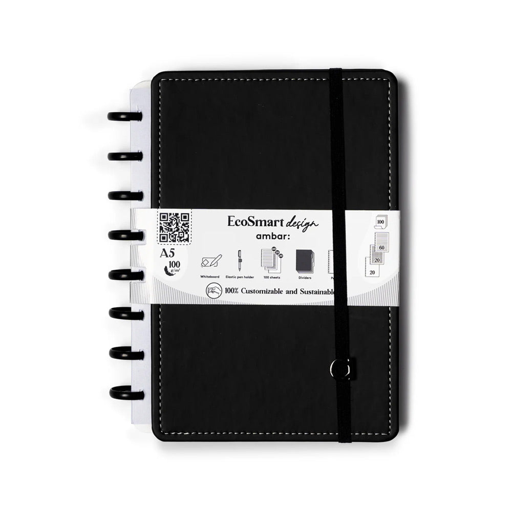 Caderno Inteligente A5 PU Ambar EcoSmart Preto 100Fls 1un