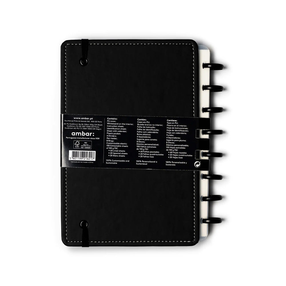 Caderno EcoSmart A5 PU Ambar Preto 100g 100Fls