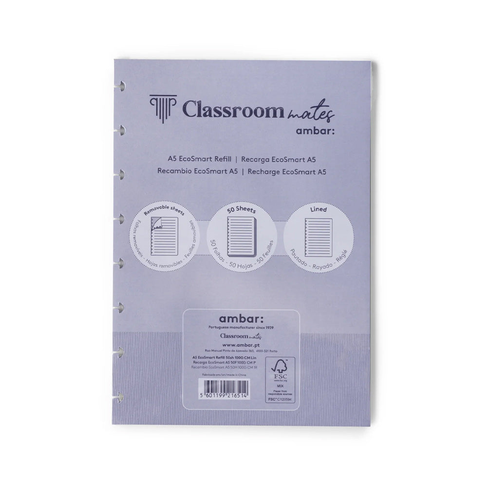 Recarga Caderno Inteligente Ambar EcoSmart A5 Pautado 50Fls